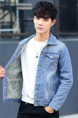 冬季加绒加厚牛仔外套男士修身韩版潮流牛仔衣服男夹克1608，男装夹克，电商A318