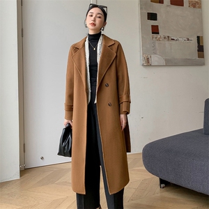时尚潮流女装双面呢羊毛大衣修身显瘦长款外套气质百搭秋冬季必备图片