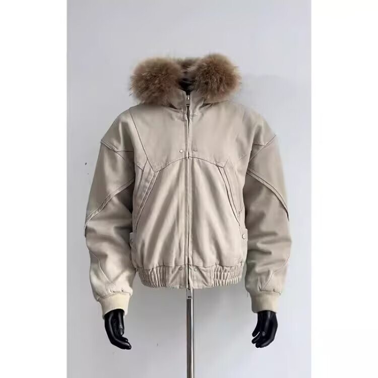 拉链重磅棉服夹克男女短款水洗外套连帽上衣水洗宽松版LF996P220,男装夹克,电商D256-2(原A064-2)
