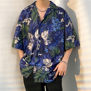 夏季五分袖潮牌宽松垂感面料男式痞帅衬衫男百搭防晒服外套夹克图片