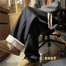华夫格裤子冬季加绒宽松休闲阔腿运动长裤B315-K880JR-P55控78，男装休闲裤，电商B315