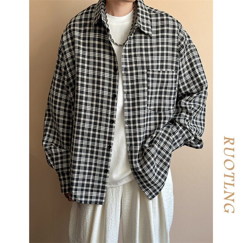 现货-小格子潮牌衬衫外套男百搭青少年衬衣-AC23098特批P58,男装衬衫,电商A351