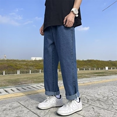 美式牛仔裤男直筒宽松百搭复古坠感阔腿裤春秋潮牌裤子NK272-P45，男装牛仔裤，星座1008