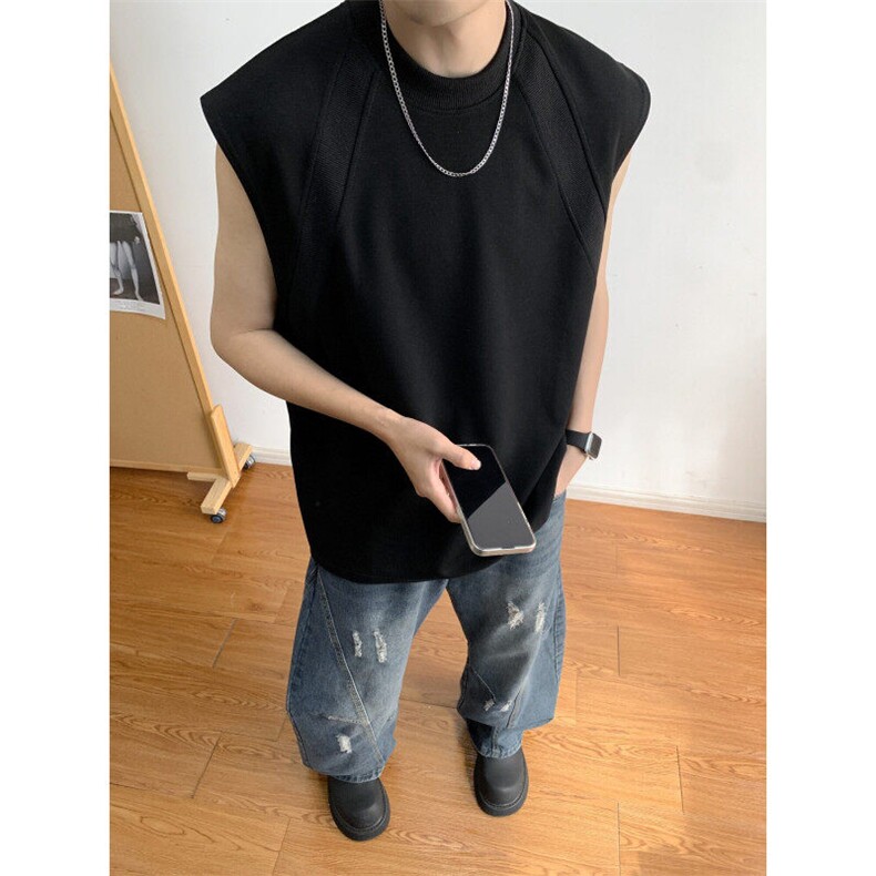 夏季重磅纯棉男士背心坎肩时尚男款无袖上衣男,男装T恤,星座1013