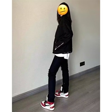 黑色解构鹿皮绒外套男女美式高街飞行员夹克棒球服秋冬L56333-P78，男装夹克，星座1008