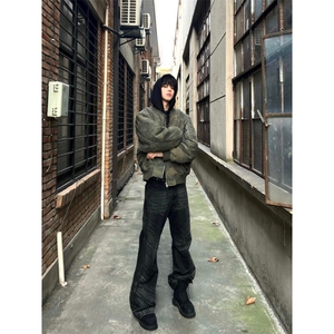 迷彩假两件连帽棉服男冬季美式高街飞行员棉衣外套潮牌短款棒球服图片