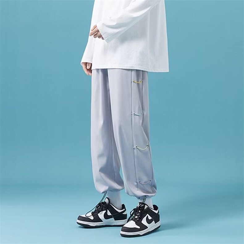 夏季薄款抽绳冰丝束脚裤休闲百搭裤子,男装休闲裤,星座1013