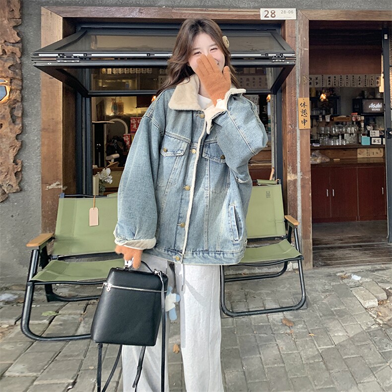 新品大货主推款仿水貂毛牛仔派克服保暖外套,719-P205-K308,女装短外套,2C075