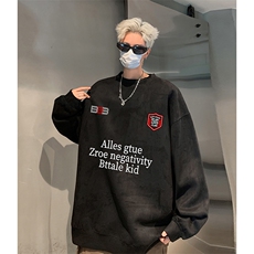 抖音得物供货提供视频秋冬重磅美式麂皮绒圆领卫衣JY573，男装卫衣，电商A486