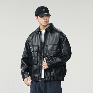 2025美式复古皮衣外套男款秋季宽松休闲百搭潮流机车服夹克男图片