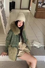 【现货】2022年冬装环保毛拼接牛仔羽绒服,女装羽绒服,Lime meca 俪米