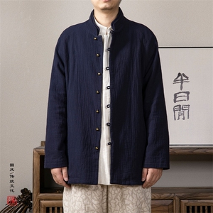 2025秋冬新款风男装棉麻立领新中式唐装外套M52P120图片