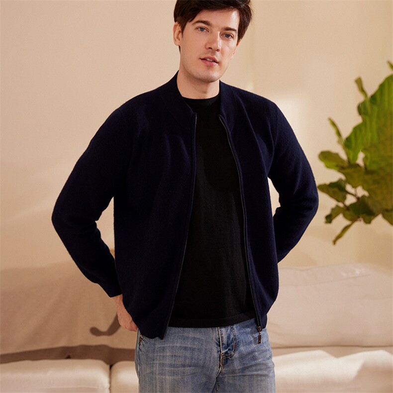 时尚男士必备高品质羊绒立领开衫经典百搭尽显绅士风范，男装羊绒套衫，绒歆坊