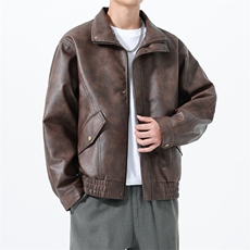 秋季男士皮衣皮夹克机车服潮牌简约百搭美式翻领PU皮外套896-P75，男装皮衣，星座1403A