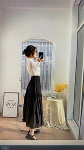 2022春款衬衫?拼接松紧半裙图片