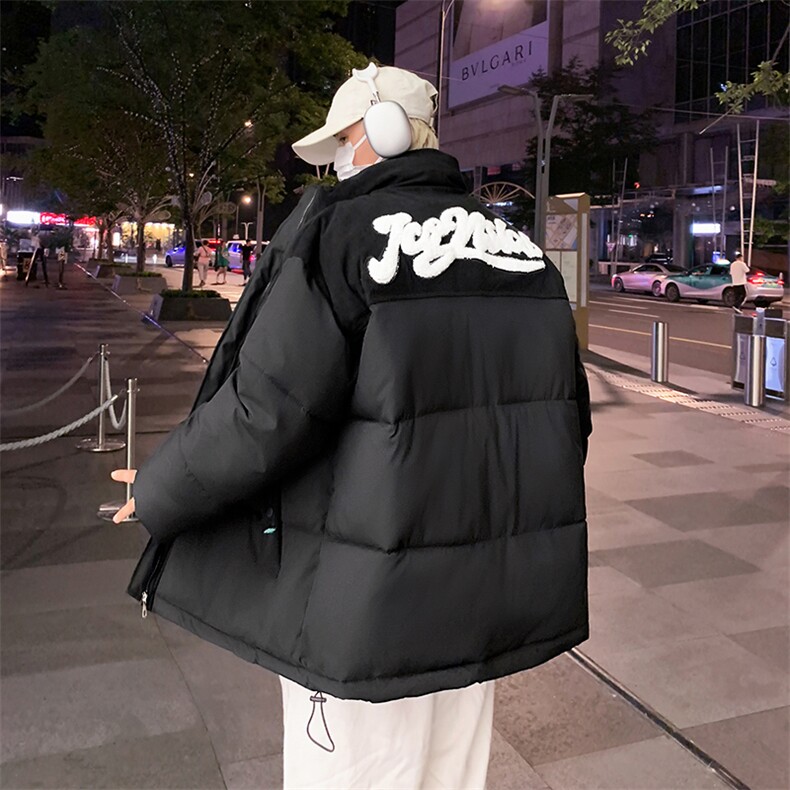 字母贴标棉衣男冬季加厚男士棉服潮流棉袄灯芯绒A266-WMY8623-P75，男装棉衣，电商A266