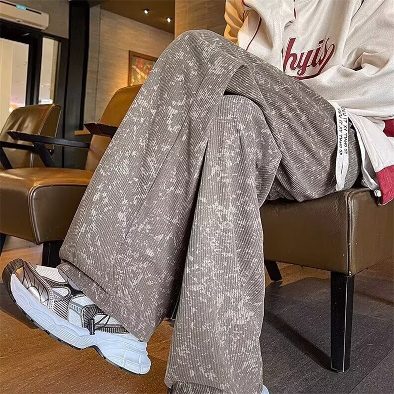 美式复古宽松休闲裤男韩版潮流百搭裤子夏季薄款坠感阔腿拖地长裤,女装休闲裤,星座1210-1