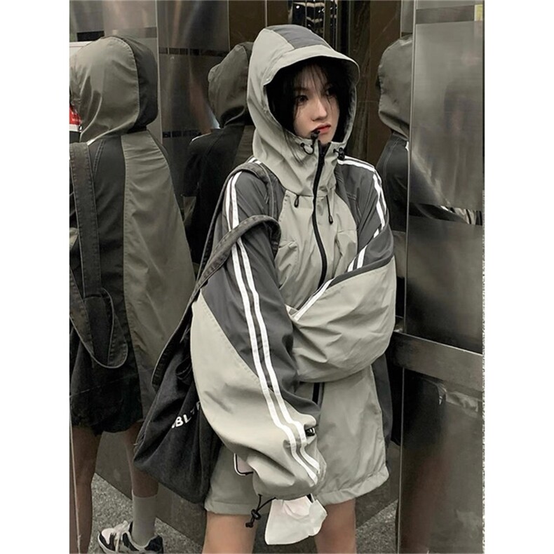 B1926-P88新款机能冲锋衣复古外套宽松撞色潮INS连帽外套夹克，男装夹克，星座1608