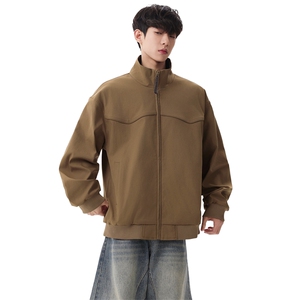 春季新款复古工装夹克男立领拉链宽松休闲外套 XZ309 JK8617 P73图片