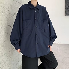 男士衬衫2023春秋季宽松百搭工装上衣男青年休闲外套CS0072-P35，男装衬衫，星座308B-1