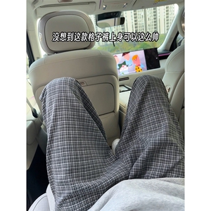 休闲舒适感港风格子裤慵懒风韩式复古潮款百搭长裤K805TP45控88图片