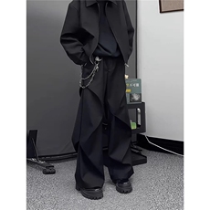 现货足美式黑色褶皱弯刀西裤K228/P45，男装西裤，星座205-3