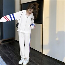 主推款2023春秋运动套装夜跑两件套时尚潮流炸街卫衣套装女图片
