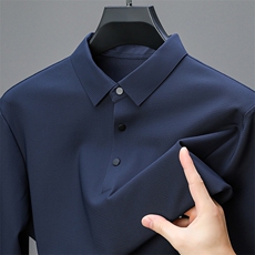 春秋新款男士长袖POLO衫高端翻领商务纯色免烫T恤，男装Polo衫，电商B212（原钱塘6029）