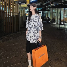芭蕉叶印花夏季衬衫男女短袖韩版潮流帅2024新款ins外套CY858-P29，男装衬衫，星座412-3
