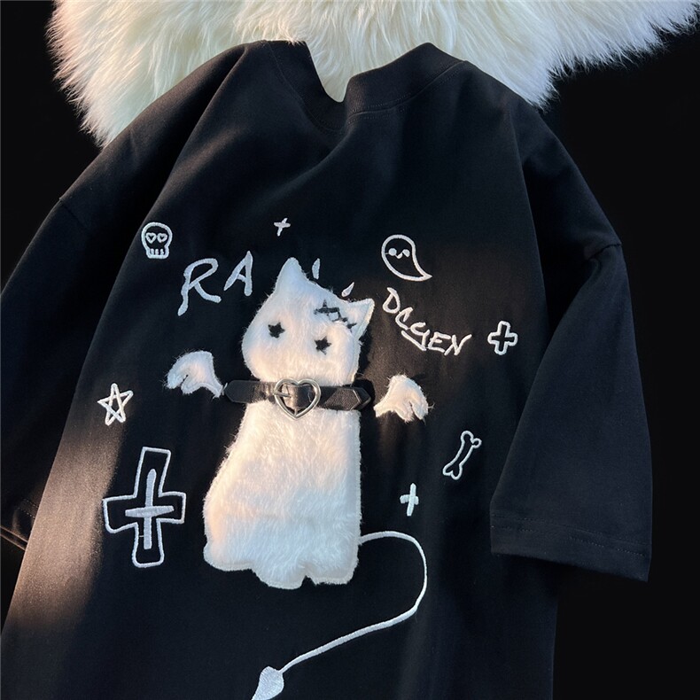 H0566-P35夏季新款中长款宽松短袖T恤男女图片