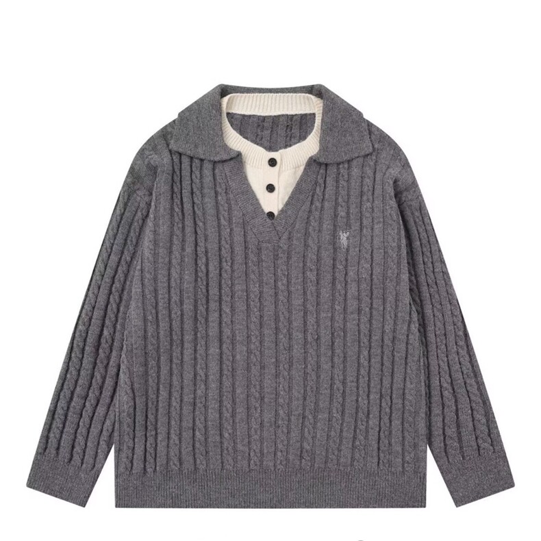 流行气质慵懒原宿新款ins潮流简约高质量百花绒假两件毛衣时尚，男装针织衫/毛衣，星座1210-1