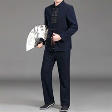 MJ-7807Y冬男士长袖休闲羽绒三件套套装中老年爸爸唐装风P330图片