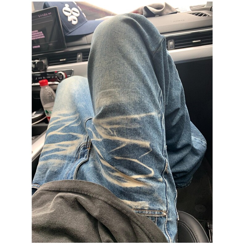 复古水洗蓝牛牛仔裤男春季潮牌宽松休闲裤直筒微喇裤N9099,男装休闲裤,星座1116A（原606A-3）