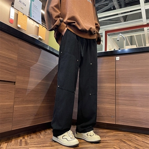 流行文艺长裤简约阔腿裤新款潮流ins女气质百搭原宿休闲裤图片