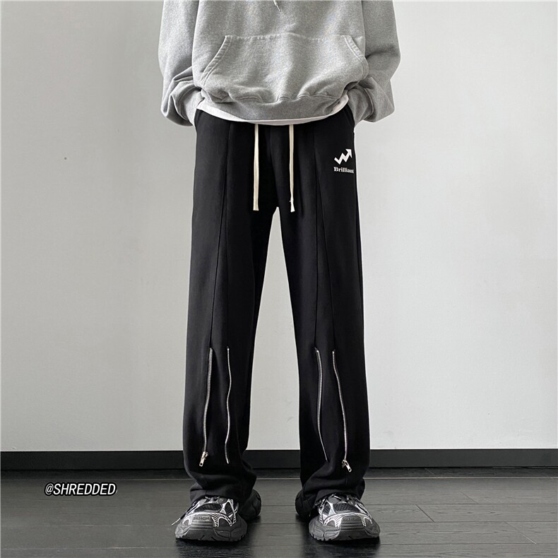 港风秋季新款宽松潮流卫裤拉链设计休闲裤B315-K23484-p60控78图片