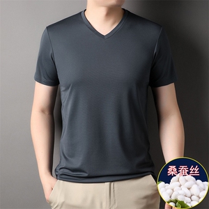 J5065男士2023年夏季新款简约百搭修身T恤短袖商务休闲体恤P48图片