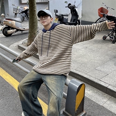 抖音直播！连帽条纹针织衫男毛衣男XH12-P55，男装针织衫/毛衣，电商B367
