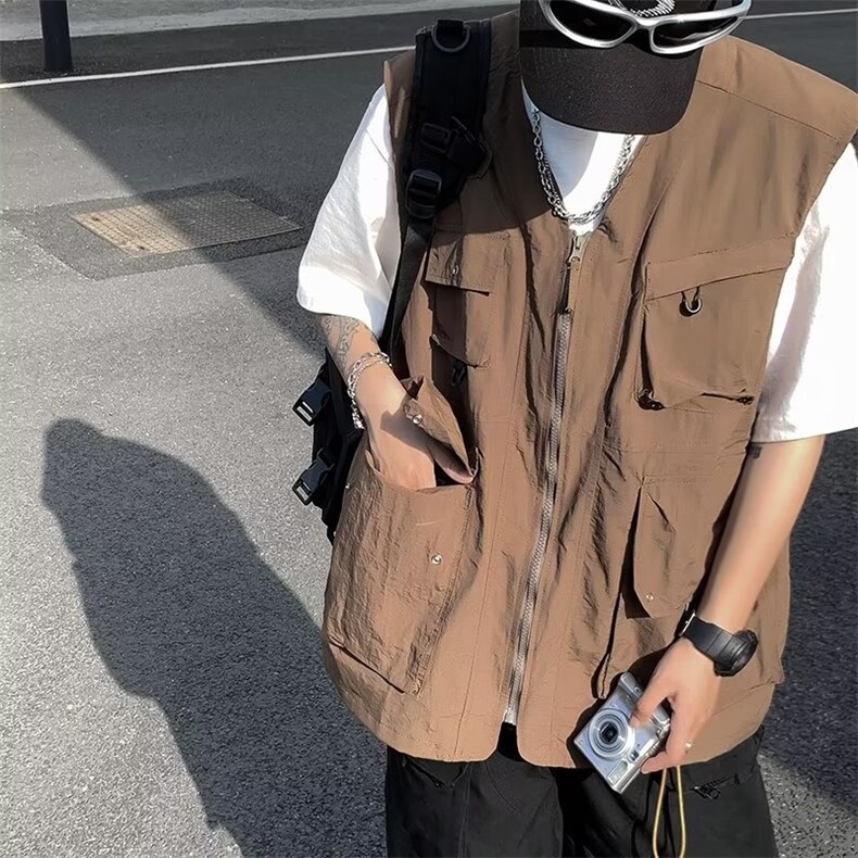 潮流马甲V领青春流行百搭拼接日系多口袋背心G369P52,男装背心/马甲,星座1116-2