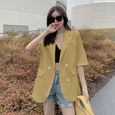 现货雪纺西装外套女春夏薄款2020红防晒小西服，女装西装，天丽