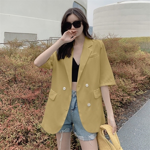 现货雪纺西装外套女春夏薄款2020红防晒小西服图片