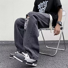 夏季潮牌ins渐变破洞牛仔裤美式高街直筒宽松阔腿裤男K7069-P38，男装牛仔裤，星座512-4