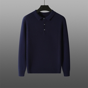 时尚潮流秋季新款男士POLO衫简约百搭长袖针织衫舒适透气品质，男装Polo衫，旭友羊绒