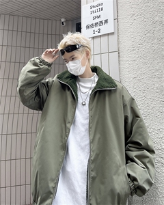 F102-P78 2024秋冬新款潮牌夹棉棒球服男韩版潮牌工装加棉夹克男图片