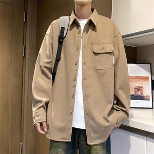 秋冬日系复古工装衬衫男2024新款港风潮牌长袖衬衣外套 W8017-P48图片