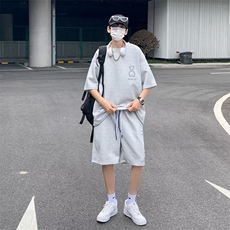 夏季短袖套装男t恤宽松潮流休闲运动两件套装5分短裤潮流学生搭配，男装牛仔裤，星座1013