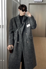 1长毛马海毛财阀灰金属西装领大码M-5XL加厚羊毛大衣77936P210，男装西服套装，星座226-2