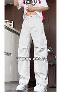 港风宽松阔腿弯刀直筒长裤大码M-5XL潮牌工装裤CK78054P55控89图片