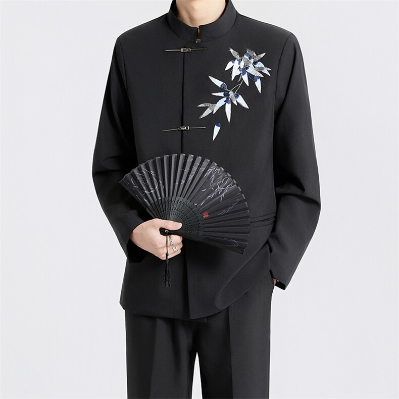 TW68-P110 新中式男士礼服订婚礼春秋西装套装立领刺绣中山装图片