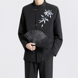 TW68-P110 新中式男士礼服订婚礼春秋西装套装立领刺绣中山装图片