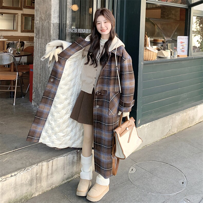 2025冬季新款长款呢大衣羽绒203-8836-P275-K358，女装羽绒服，帛锦泉